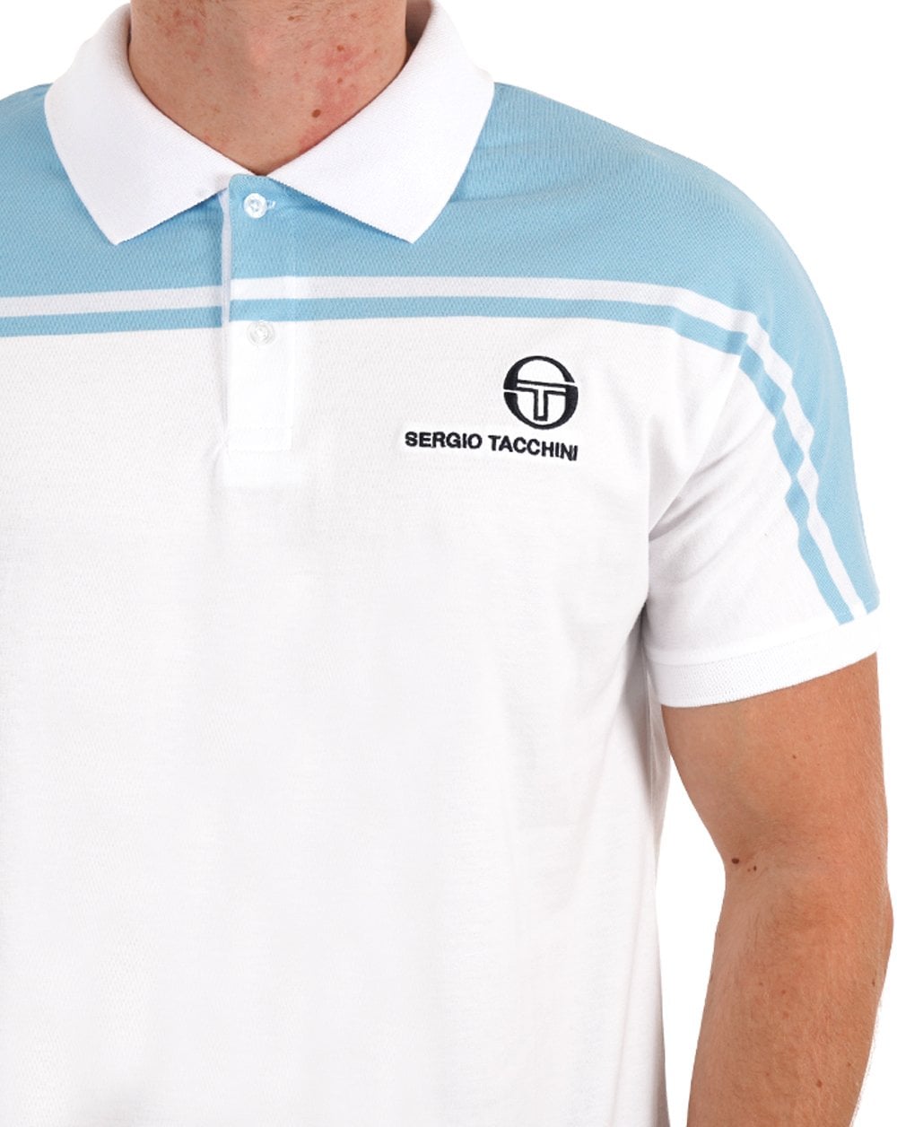 Sergio Tacchini New Young Line Polo Shirt White/Sky Blue