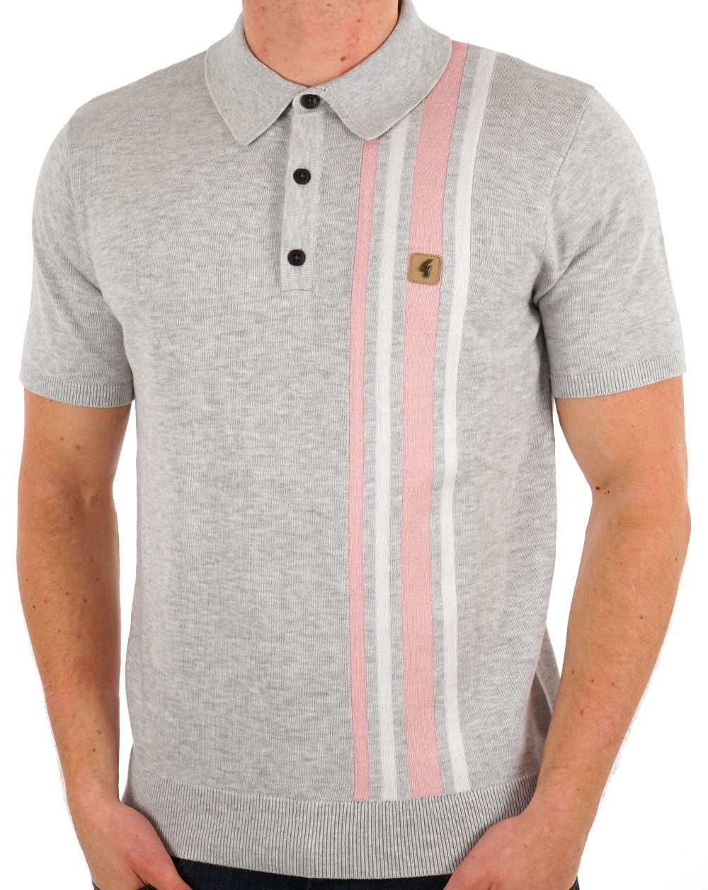 Gabicci Vintage Soda Knit Polo Grey