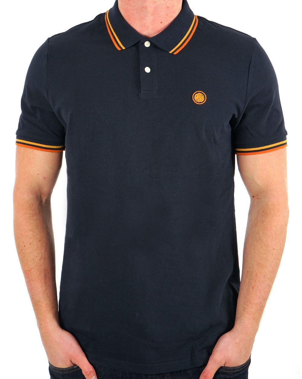 Pretty Green Barton Polo Shirt Navy/Orange