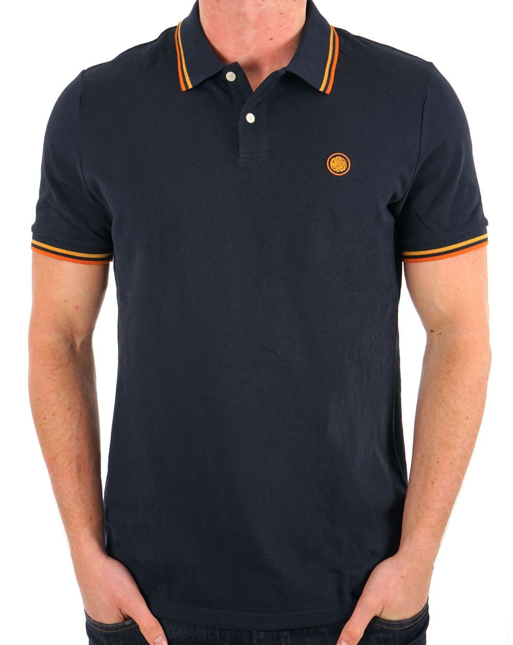Pretty Green Barton Polo Shirt Navy/Orange