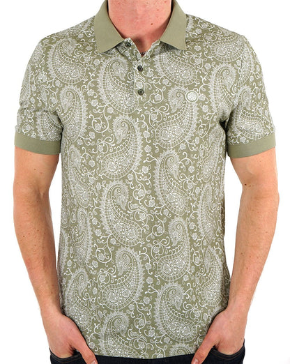 Pretty Green Bay Paisley Polo Green