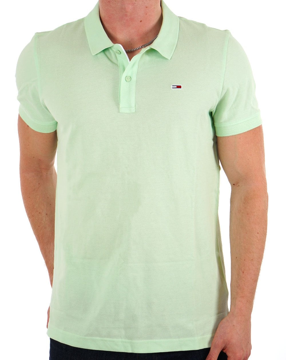 Tommy Jeans Slim Placket Polo Opal Green