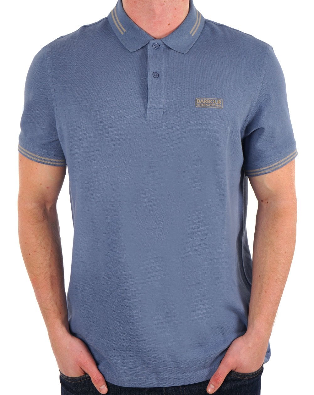 Barbour International Essential Tipped Polo Flint Blue