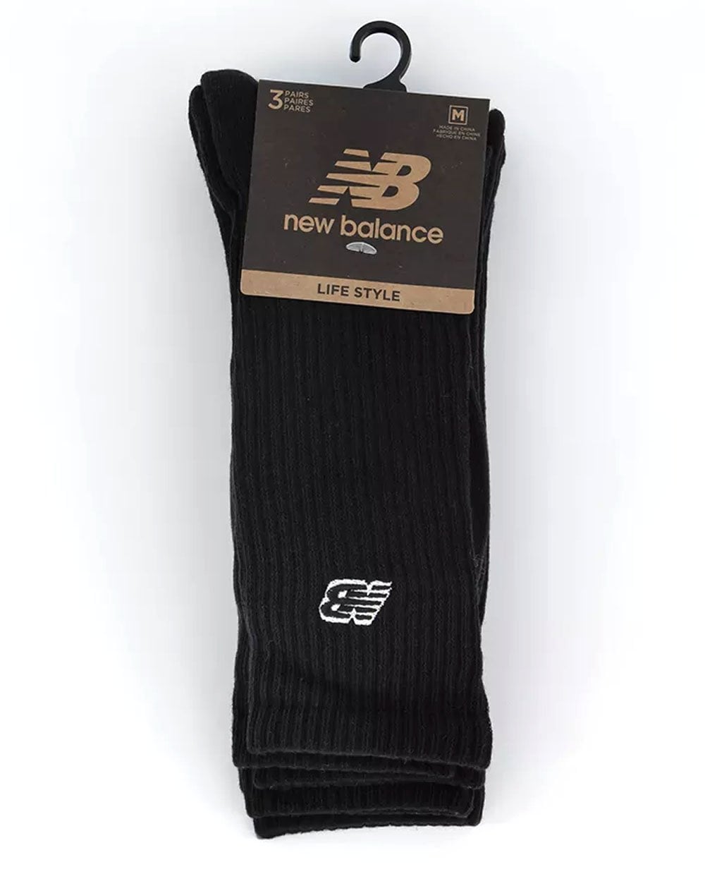 New Balance Patch Logo Sock 3 Pack Black