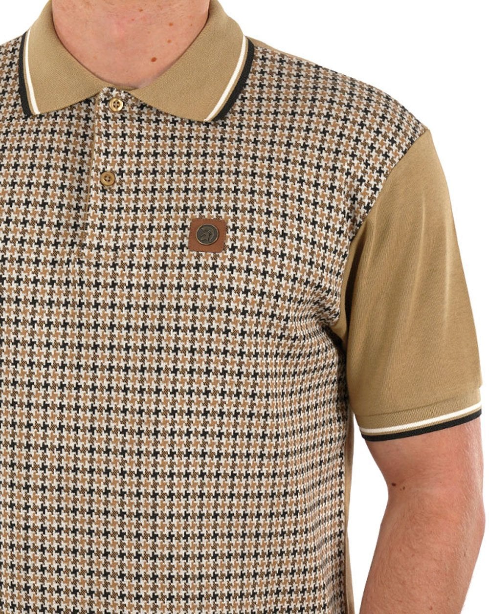 Trojan Houndstooth Panel Polo Camel