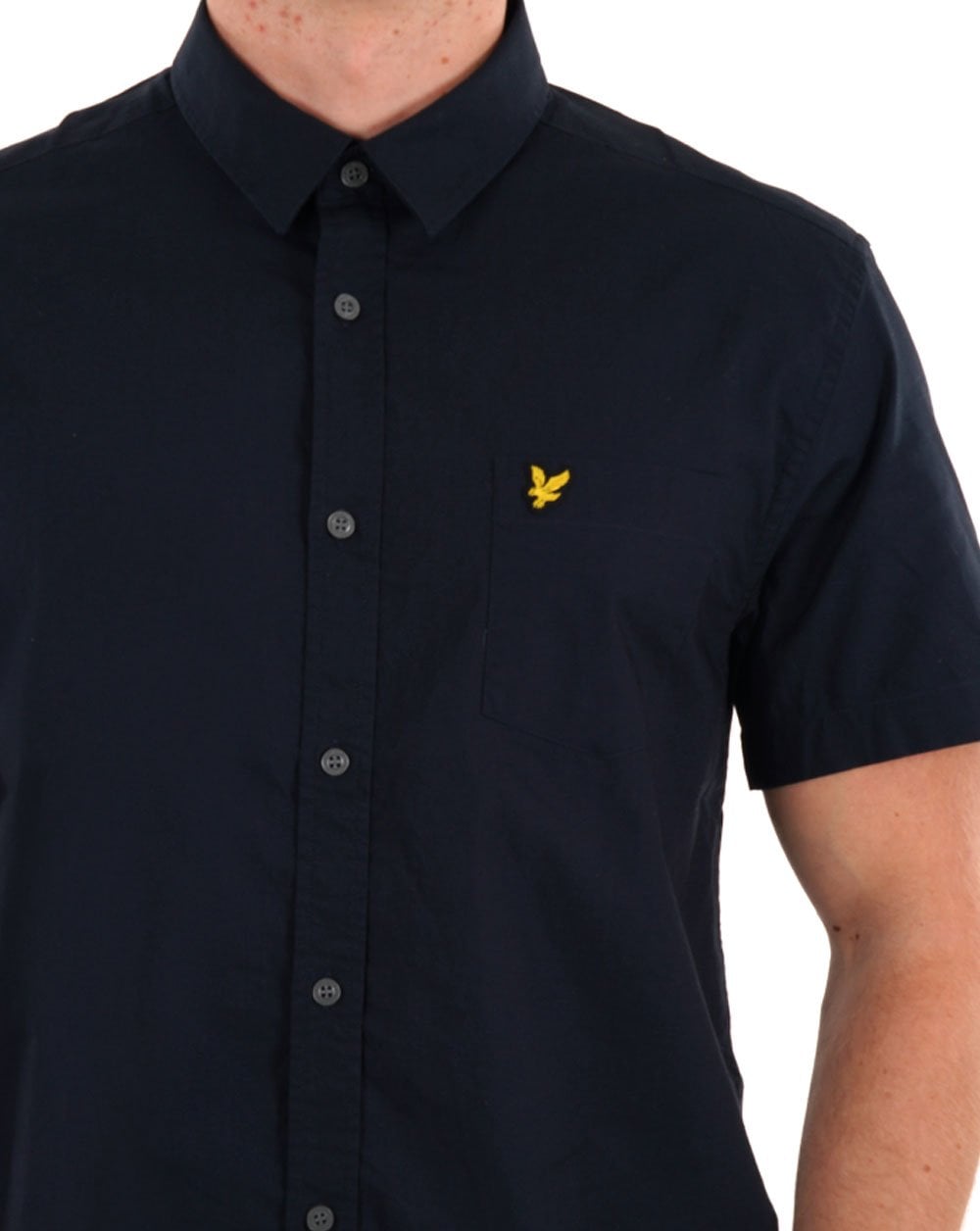Lyle & Scott Plain Poplin Short Sleeve Shirt Dark Navy