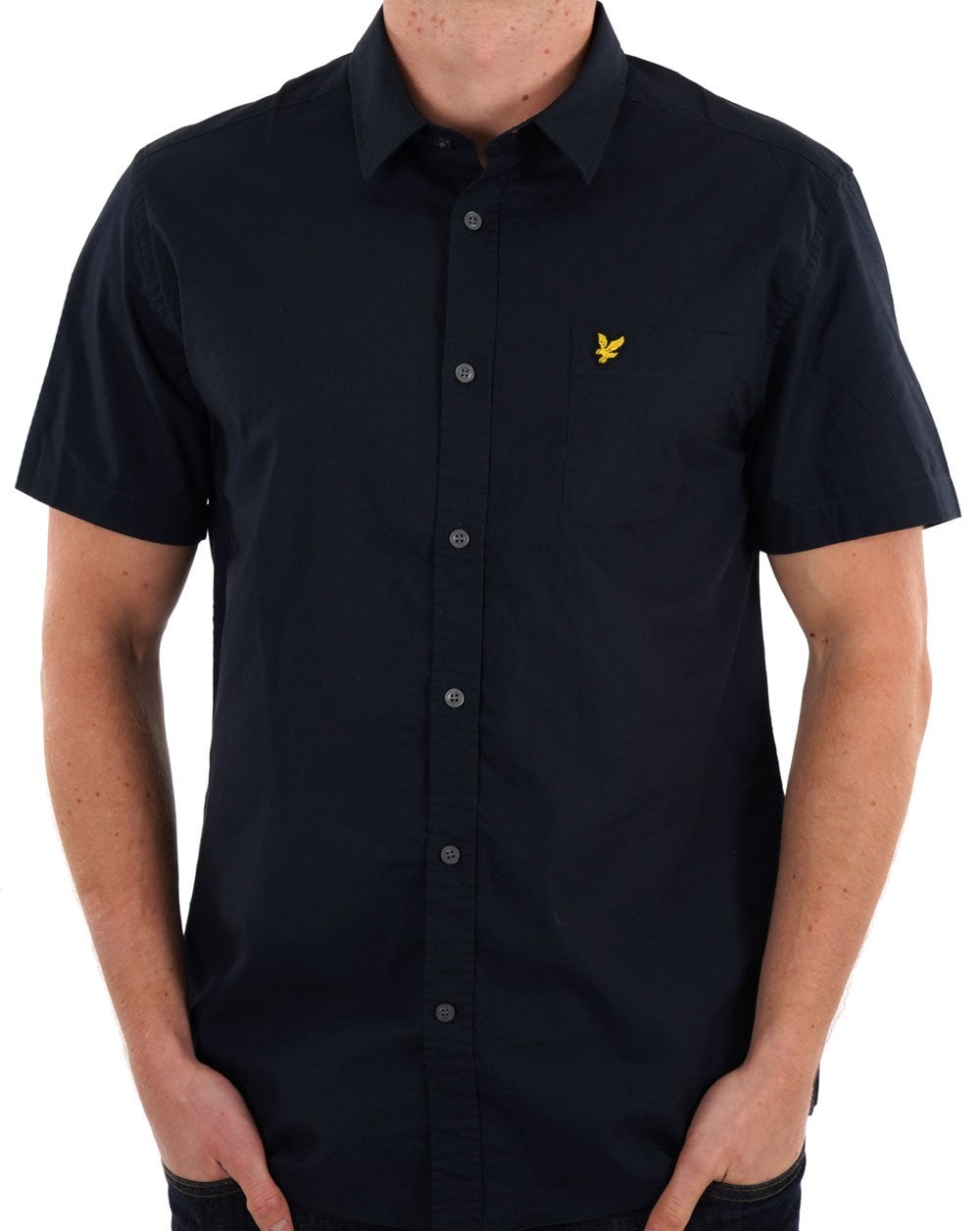 Lyle & Scott Plain Poplin Short Sleeve Shirt Dark Navy