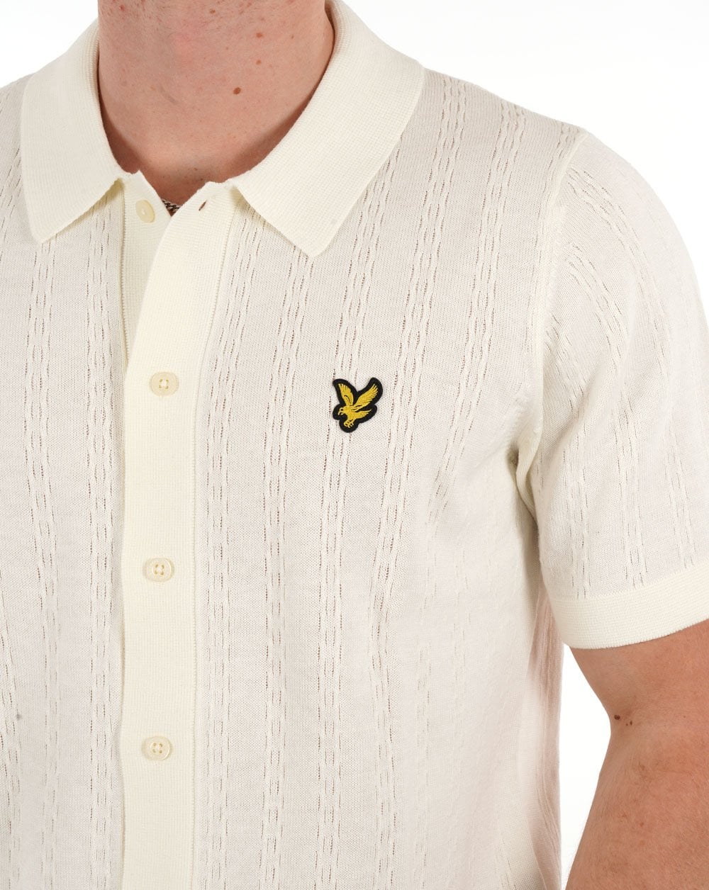 Lyle & Scott Textured Stripe Knit Shirt Chalk