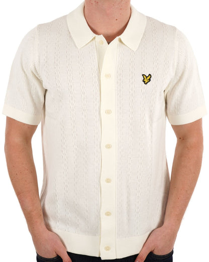 Lyle & Scott Textured Stripe Knit Shirt Chalk