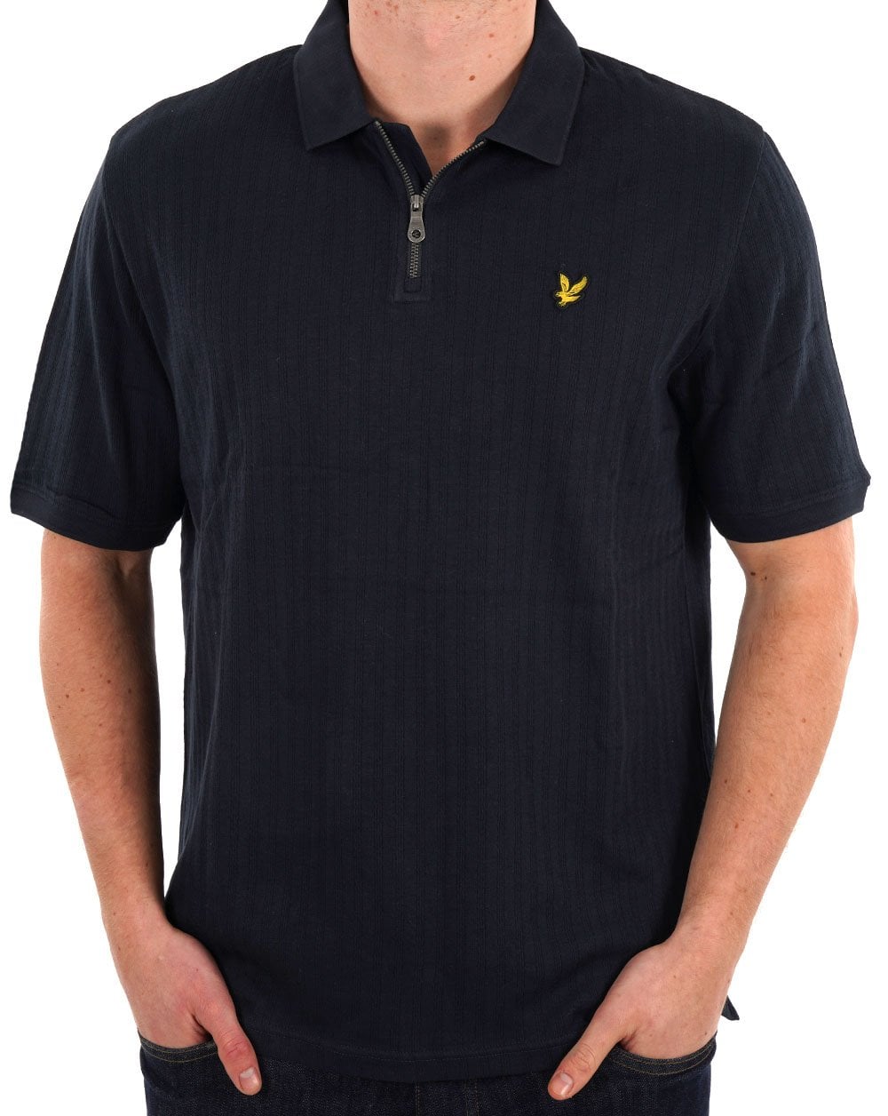 Lyle & Scott Textured Stripe Polo Dark Navy