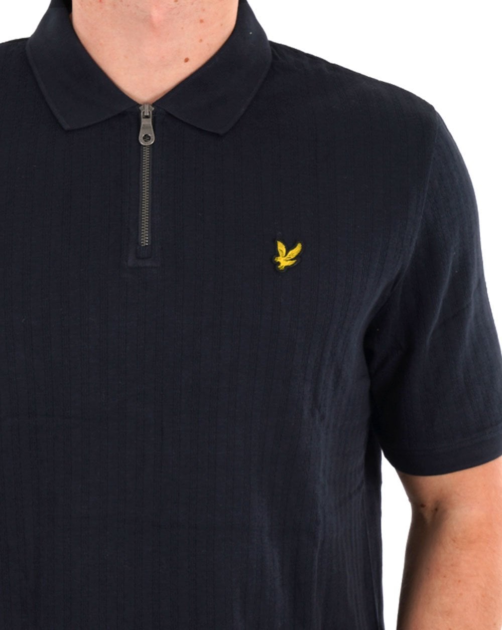 Lyle & Scott Textured Stripe Polo Dark Navy