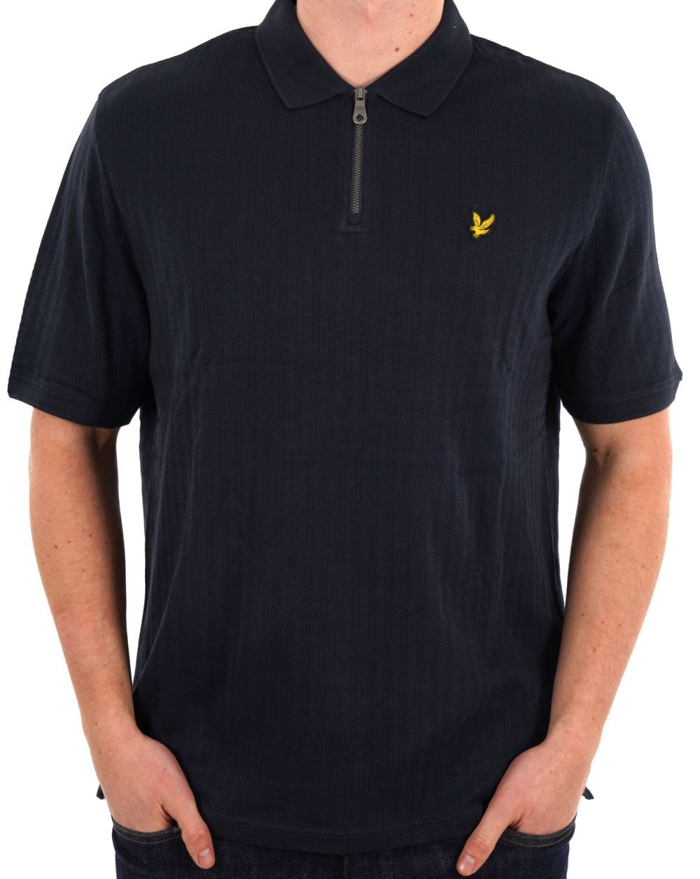 Lyle & Scott Textured Stripe Polo Dark Navy