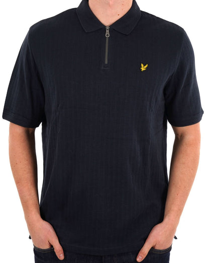 Lyle & Scott Textured Stripe Polo Dark Navy