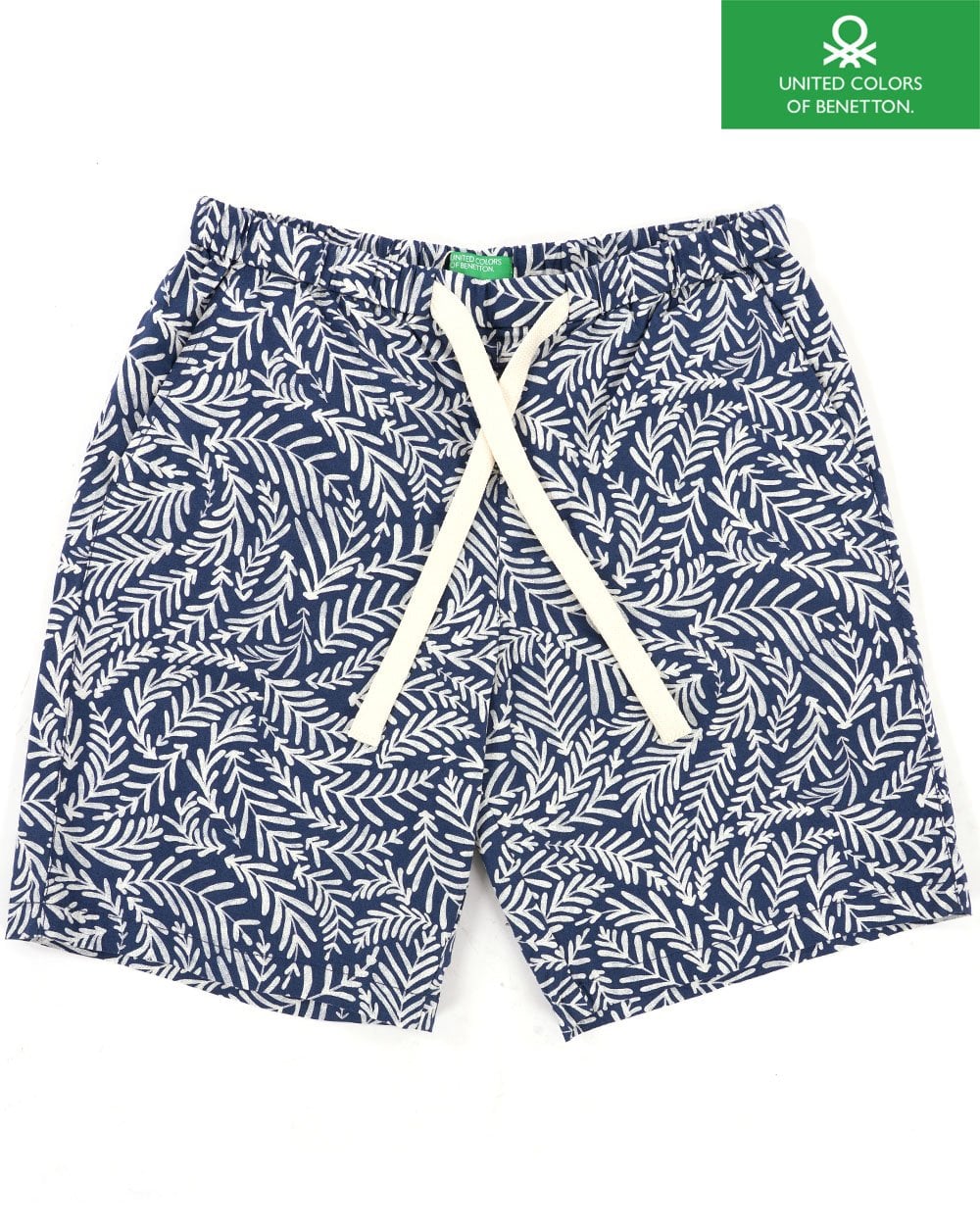 Benetton Patterned Bermuda Shorts Navy/White