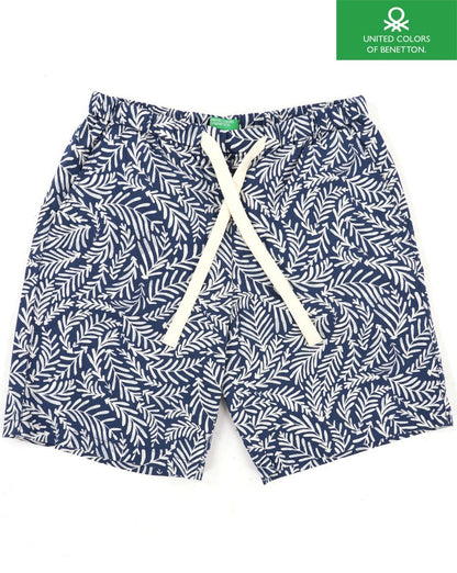 Benetton Patterned Bermuda Shorts Navy/White