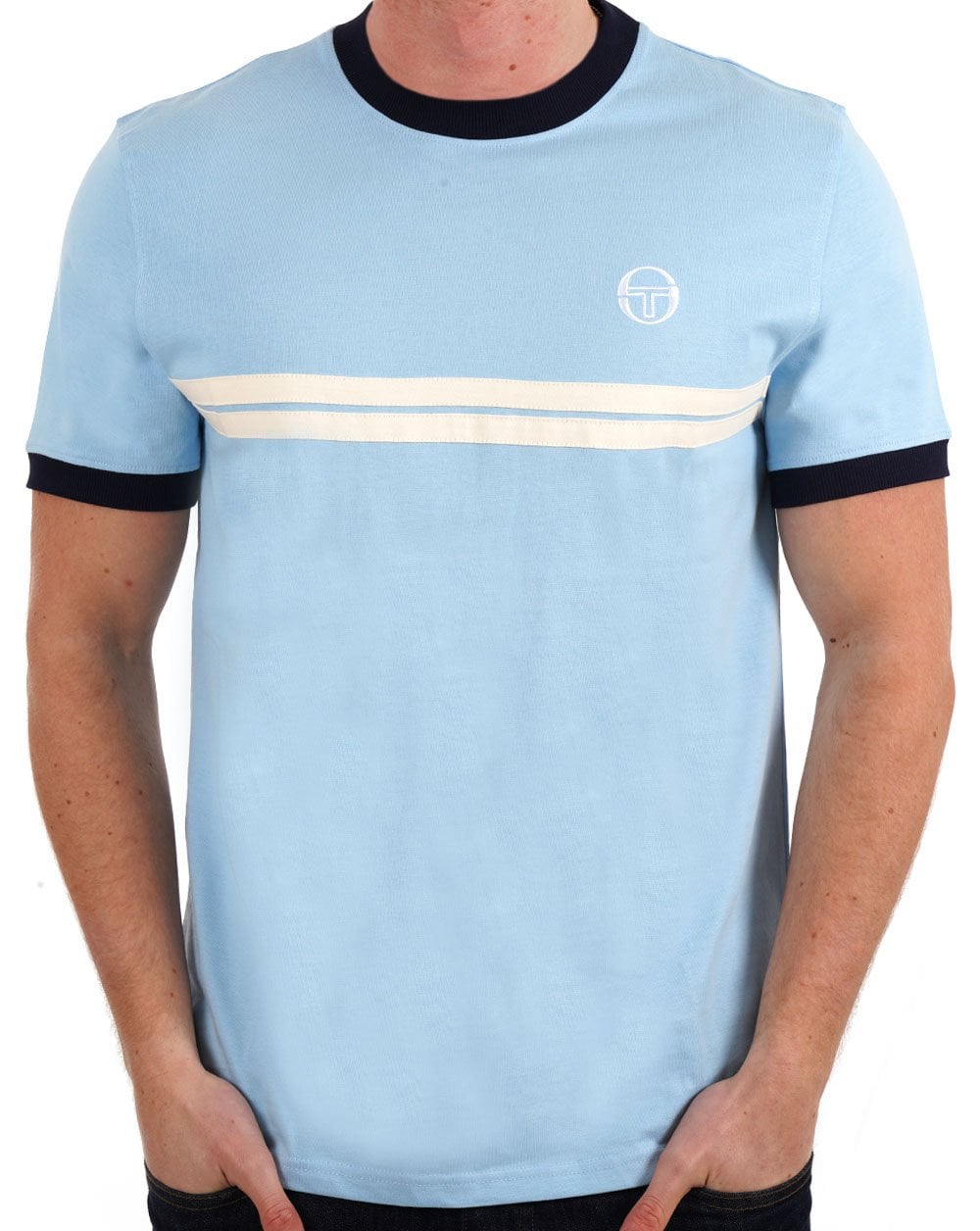 Sergio Tacchini Supermac T Shirt Sky Blue/Navy