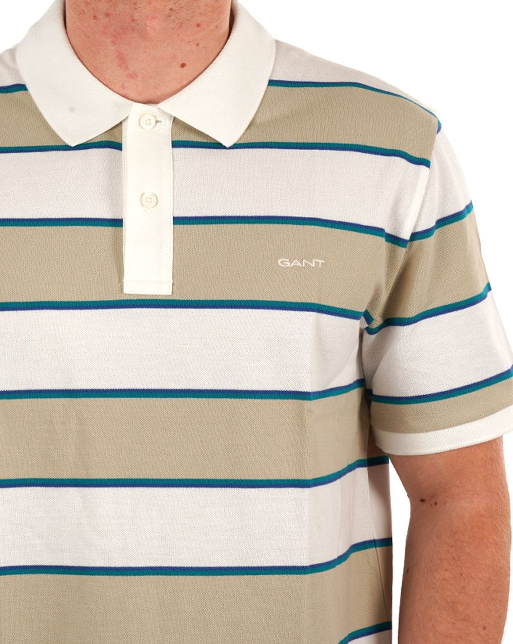 Gant Multi Striped Pique Polo Shirt Silky Beige