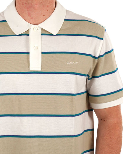 Gant Multi Striped Pique Polo Shirt Silky Beige