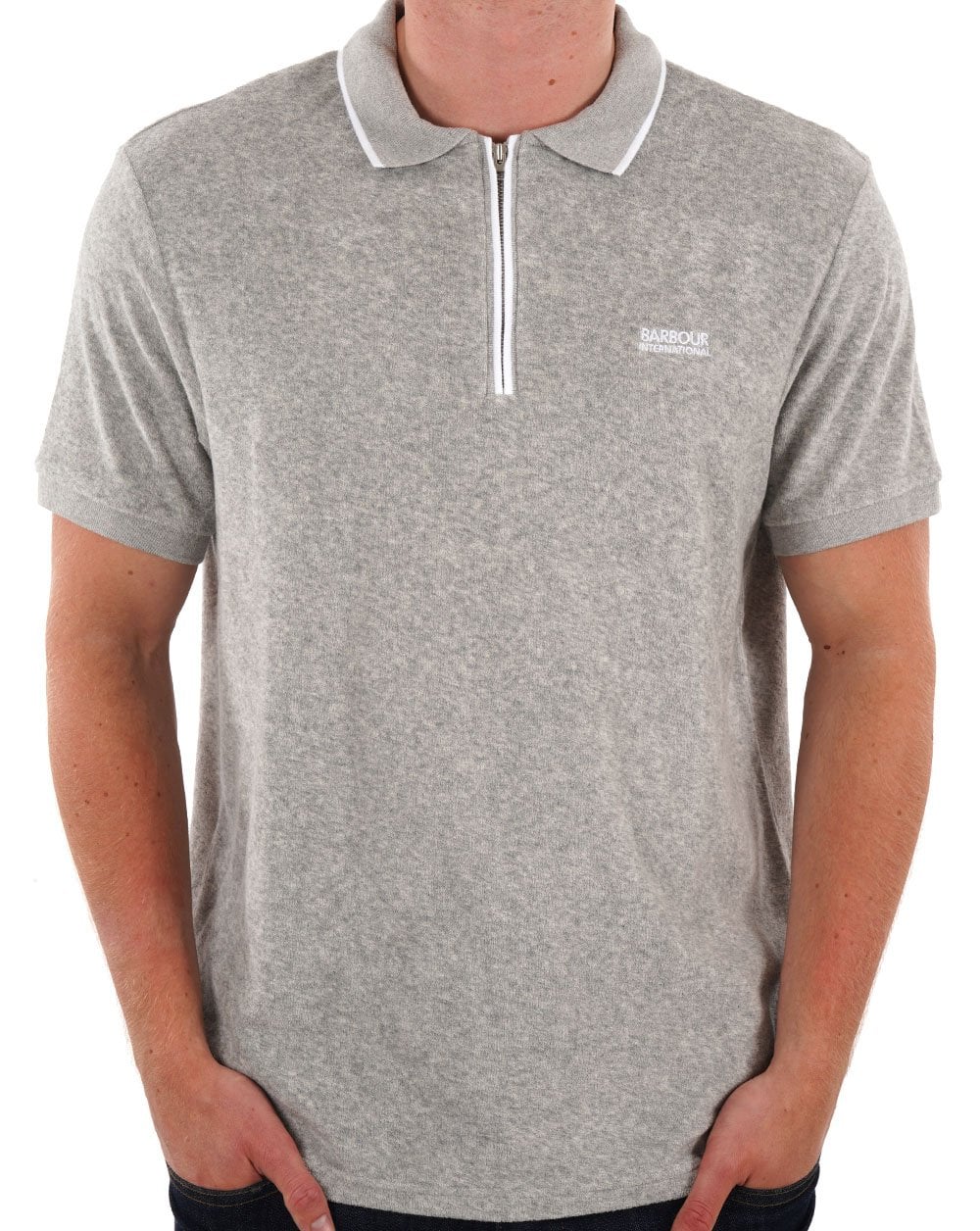 Barbour International Wilton Terry Polo Grey Marl