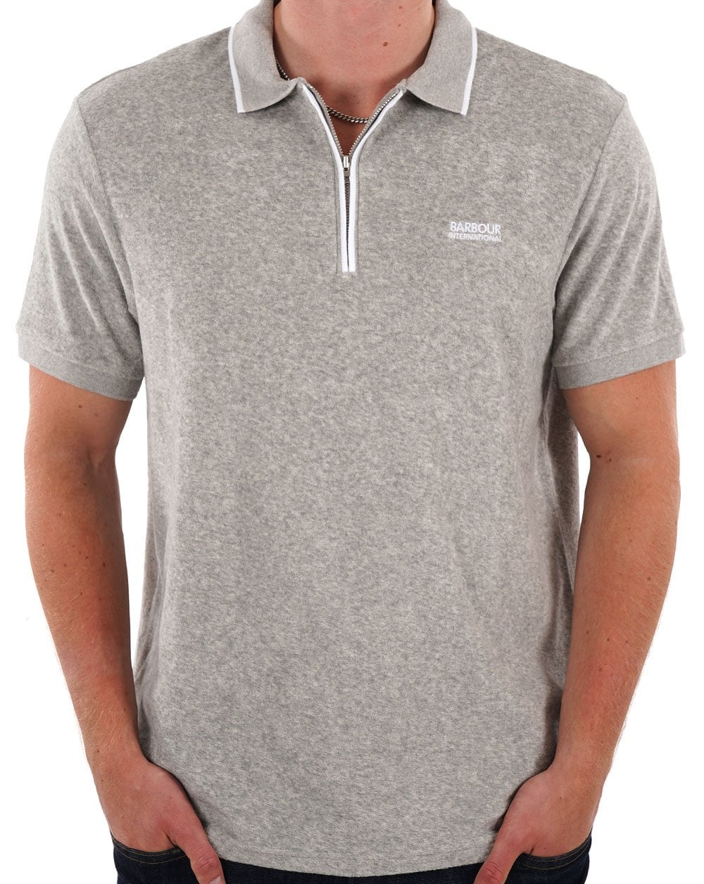 Barbour International Wilton Terry Polo Grey Marl