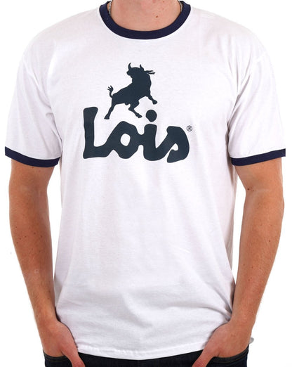 Lois Logo T Shirt White/Navy