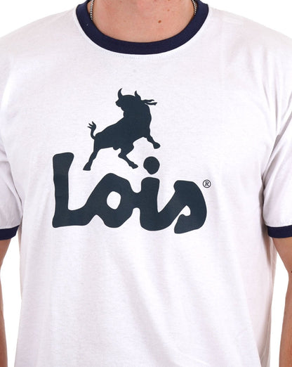 Lois Logo T Shirt White/Navy