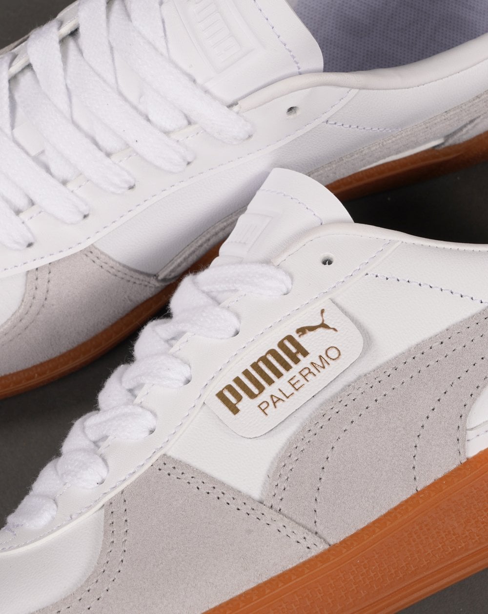 Puma Palermo Leather Trainers White / Soft Grey / Gum