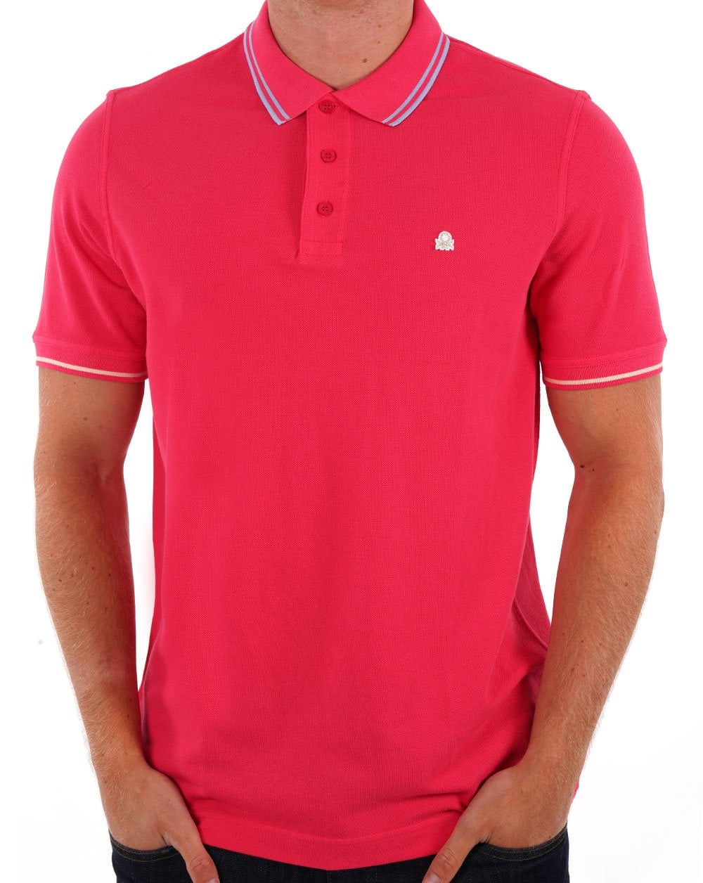 Benetton Tipped Polo Shirt Pink