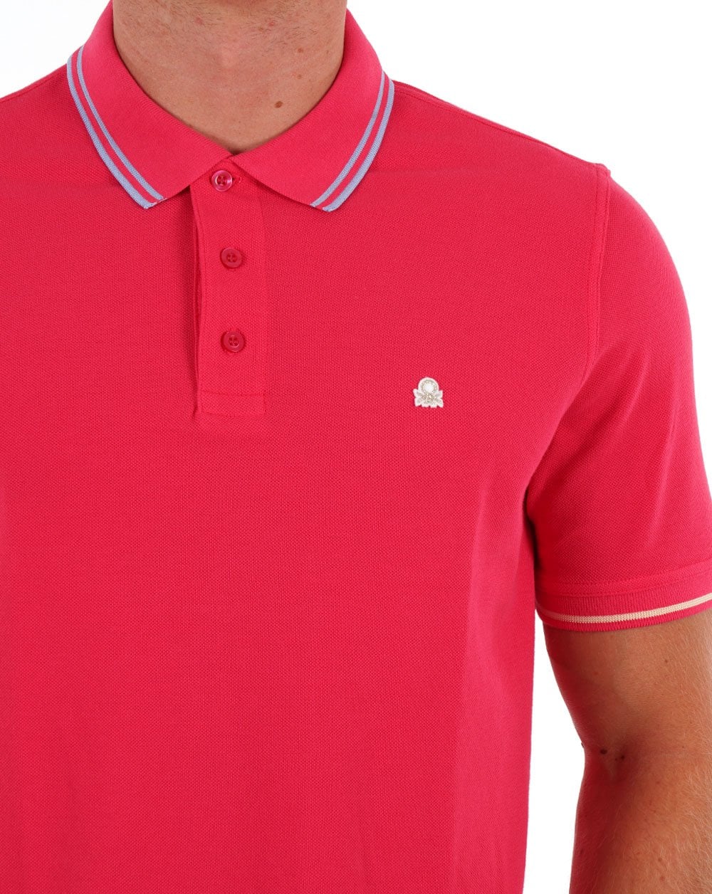 Benetton Tipped Polo Shirt Pink