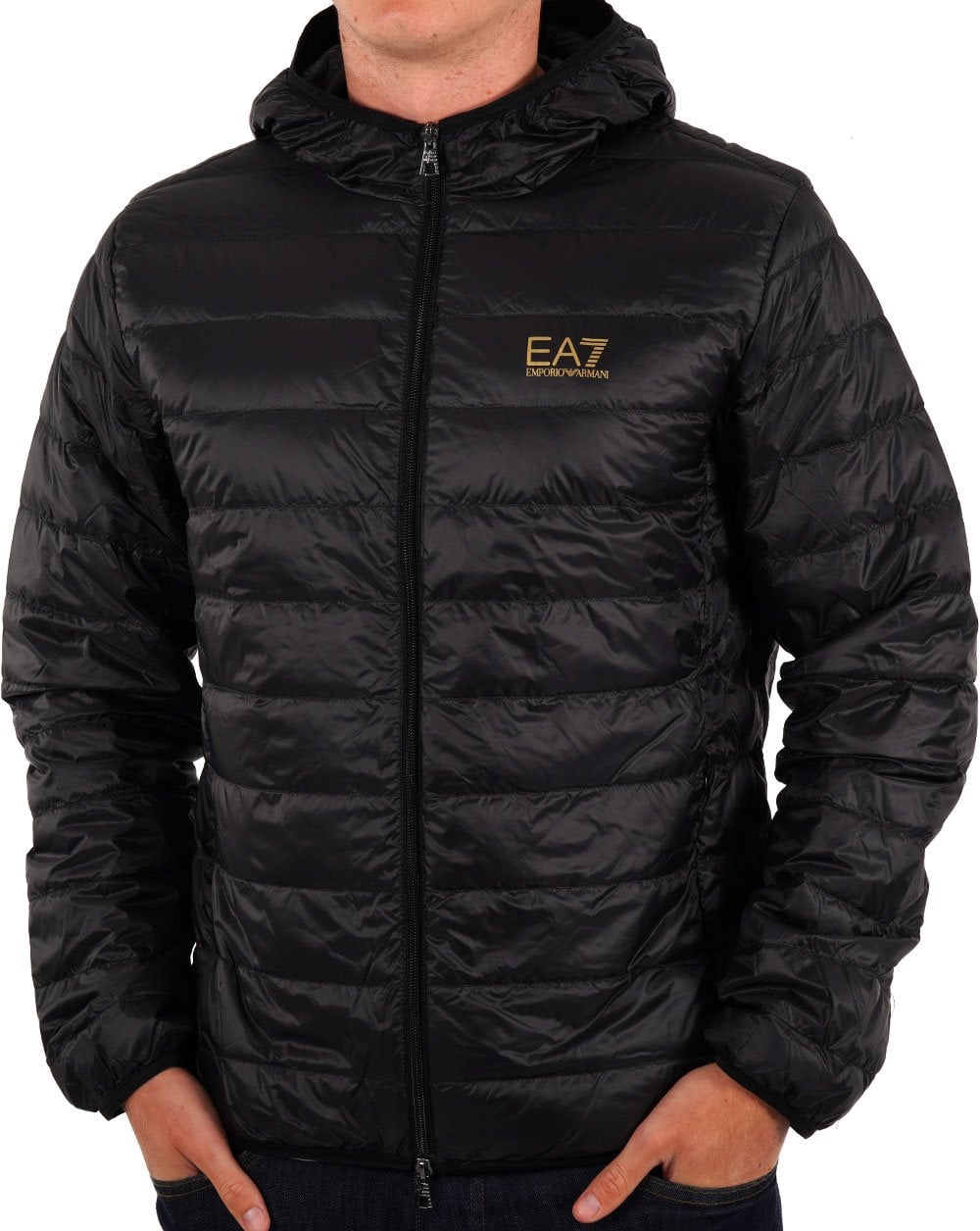 EA7 Down Hooded Jacket Black/Gold