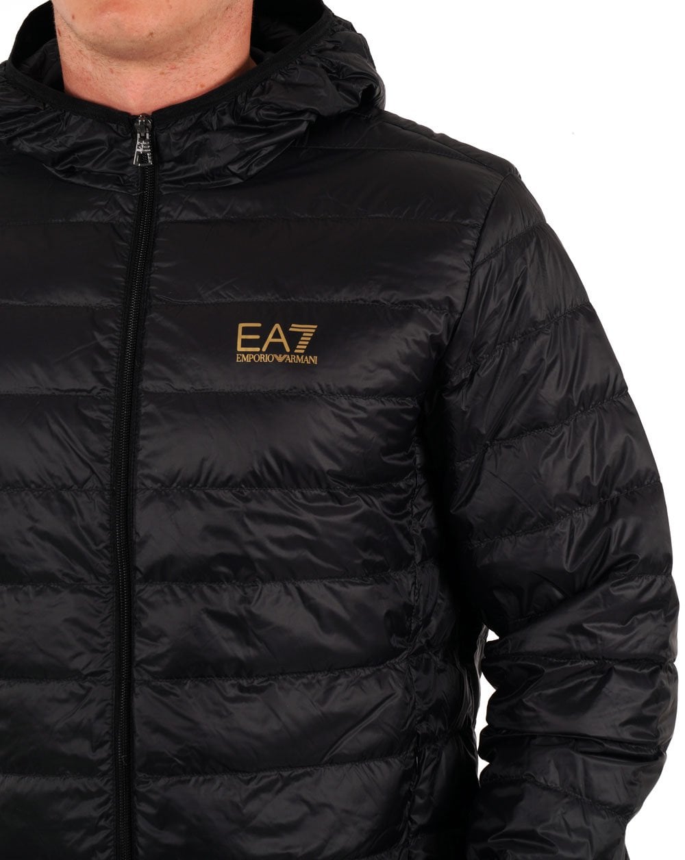 EA7 Down Hooded Jacket Black/Gold