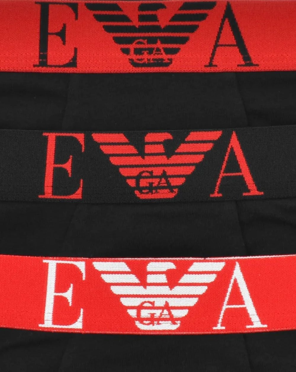 Emporio Armani 3 Pack Boxer Shorts Black/Black/Red