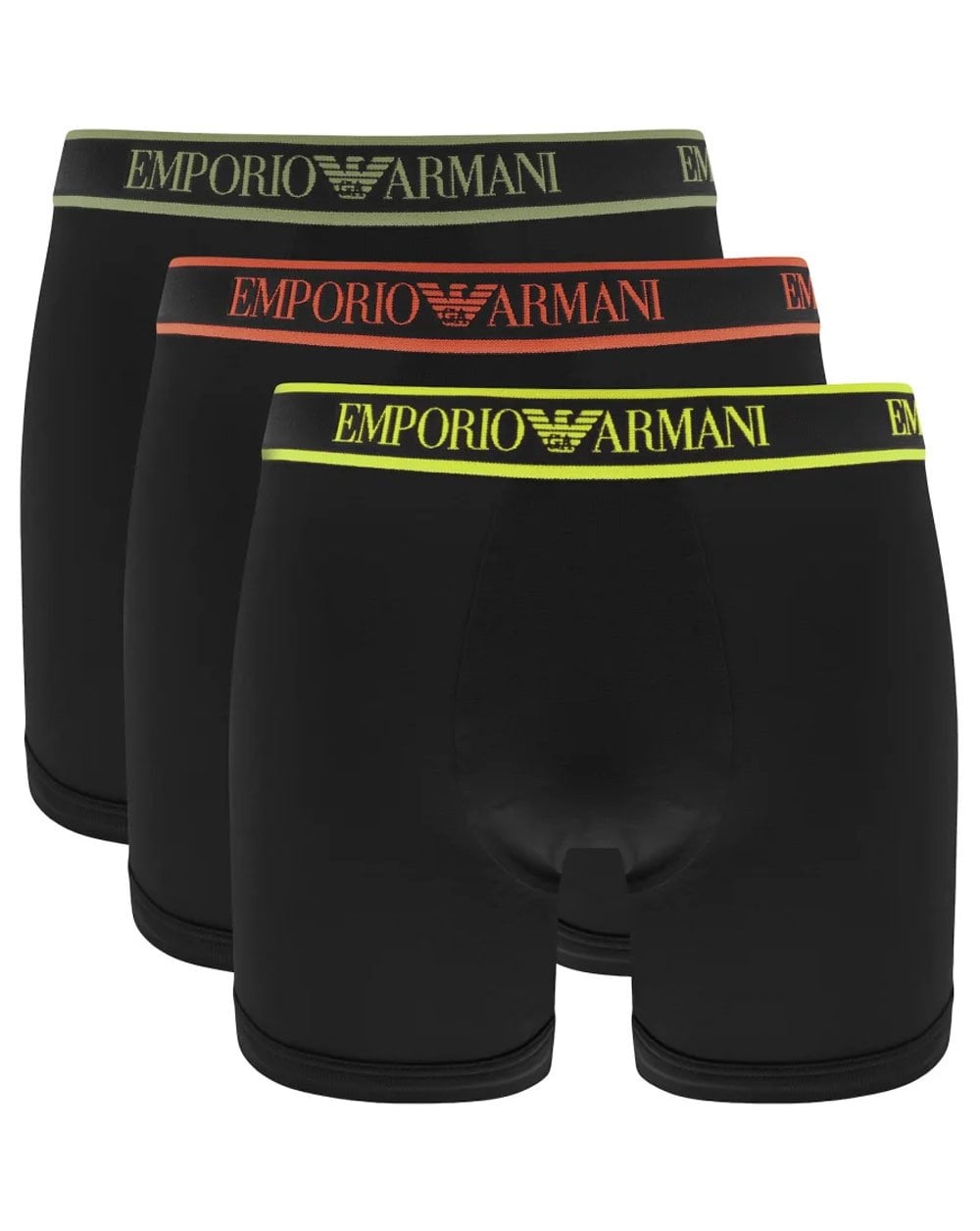 Emporio Armani 3 Pack Boxer Shorts Black/Coloured Waistband