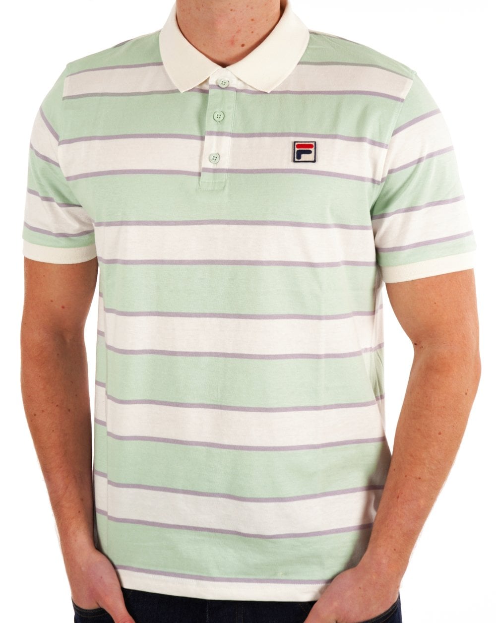 Fila Vintage Block Striped Polo Light Green