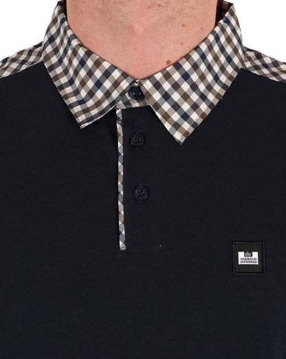 Weekend Offender Check Collar Polo Shirt Navy