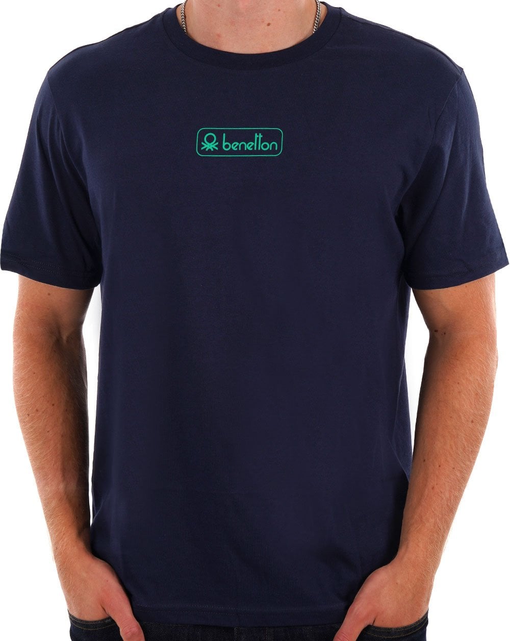 Benetton Box Logo T-shirt Navy