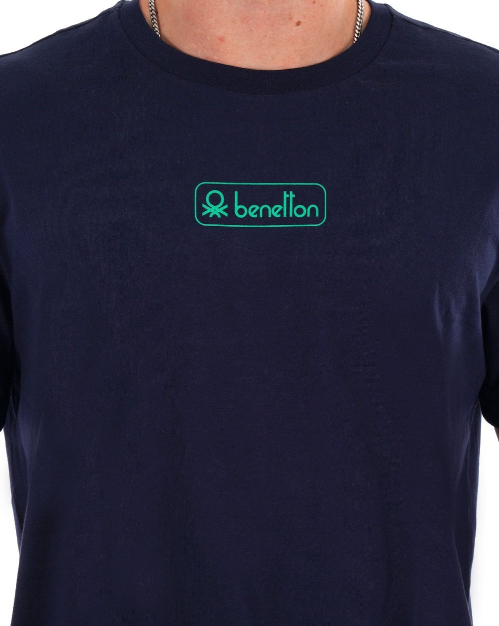 Benetton Box Logo T-shirt Navy