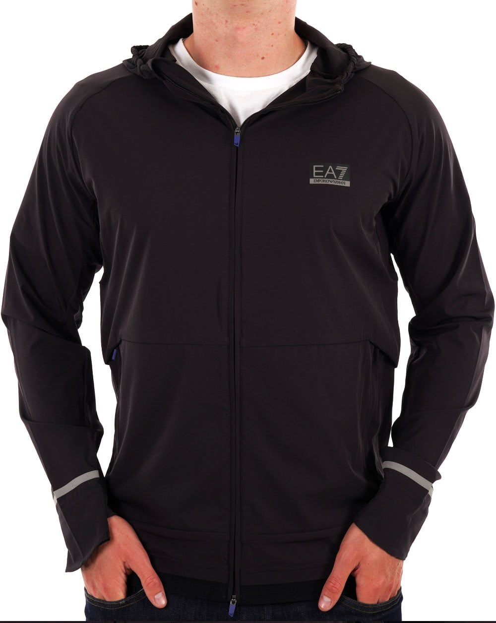 EA7 Emporio Armani Hooded Zip Jacket Black Bean