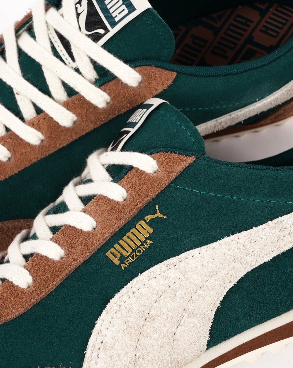 Puma Arizona Suede Trainers Dark Green / frosted Ivory
