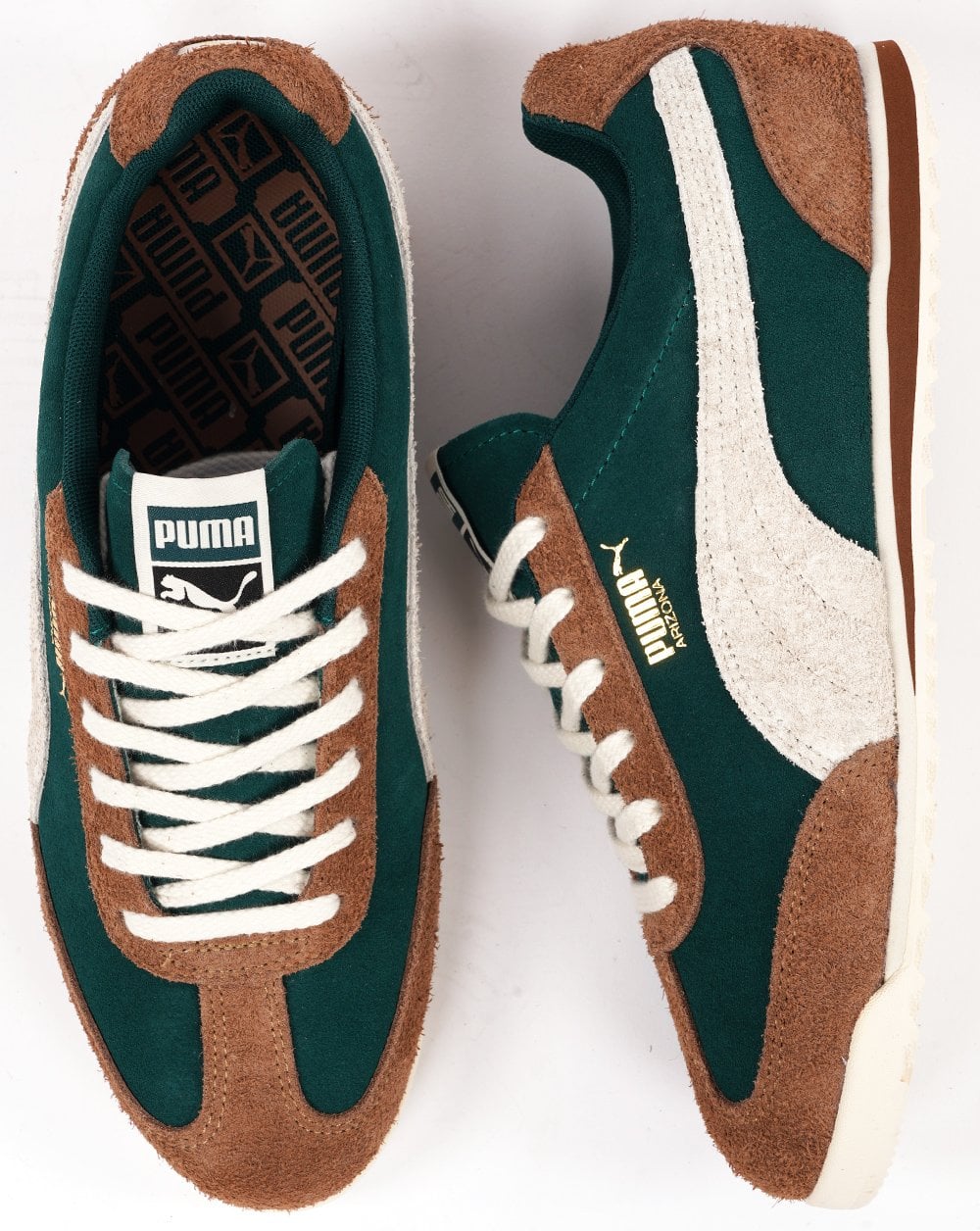 Puma Arizona Suede Trainers Dark Green / frosted Ivory