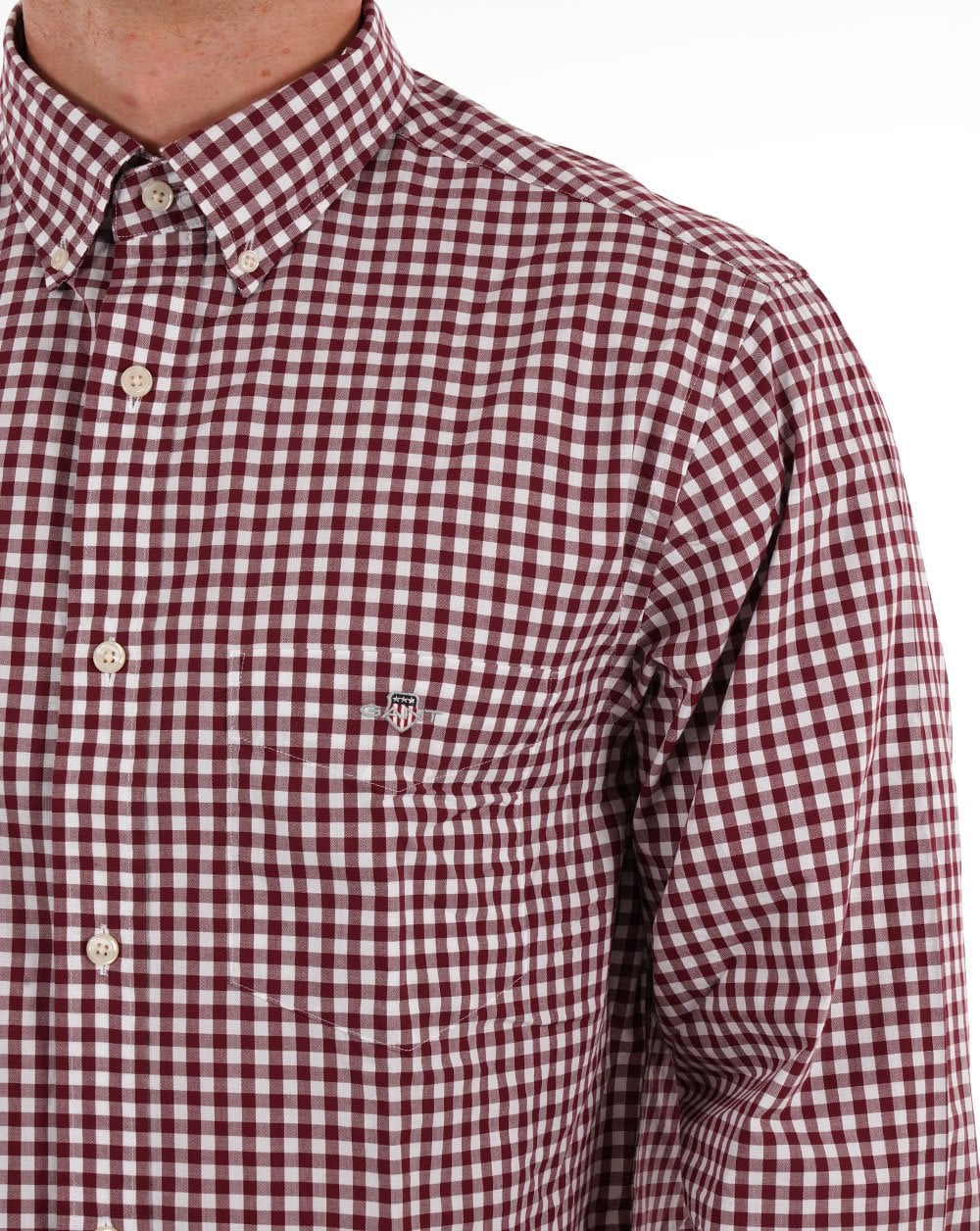 Gant Poplin Gingham Shirt Wine Red