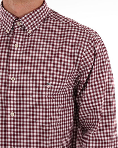 Gant Poplin Gingham Shirt Wine Red
