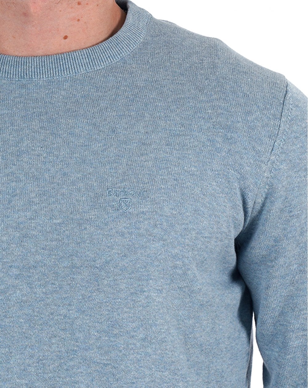 Barbour Pima Cotton Crew Neck Jumper Mineral Blue