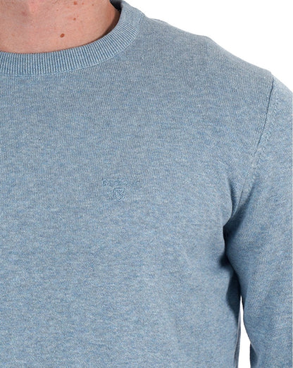 Barbour Pima Cotton Crew Neck Jumper Mineral Blue