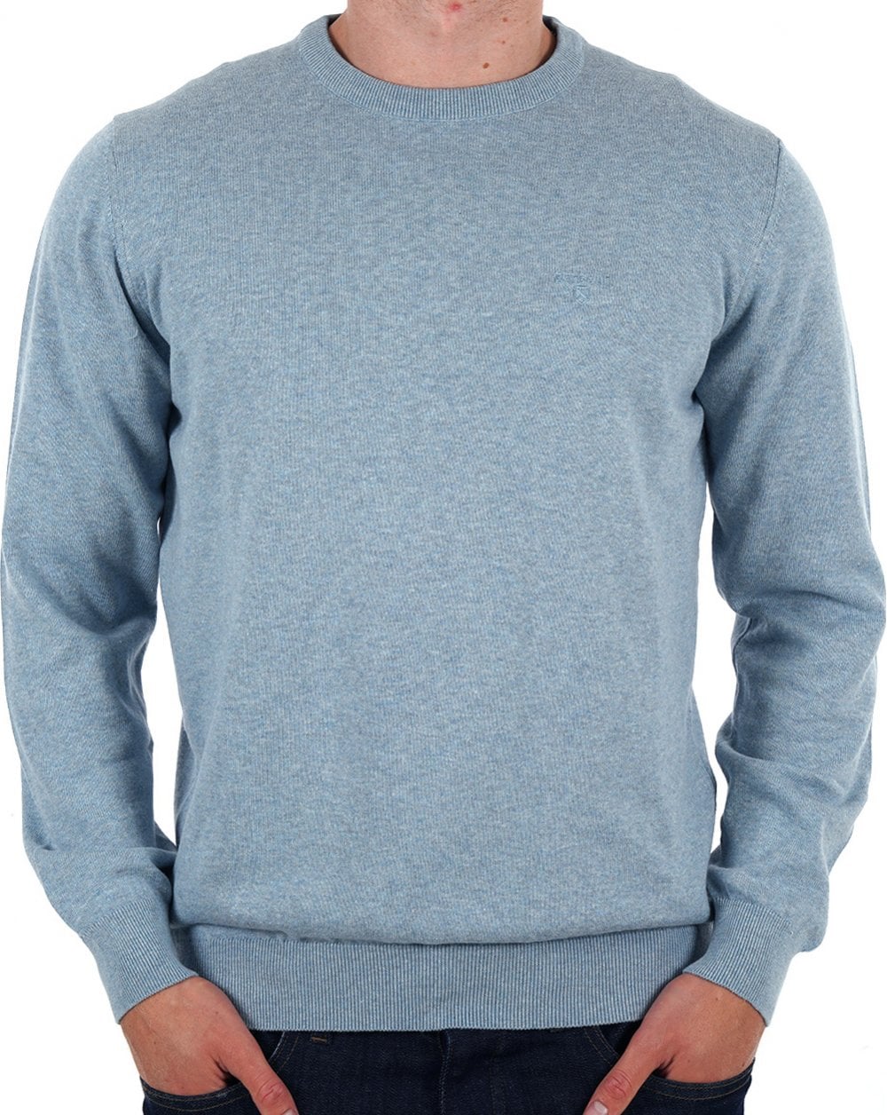 Barbour Pima Cotton Crew Neck Jumper Mineral Blue