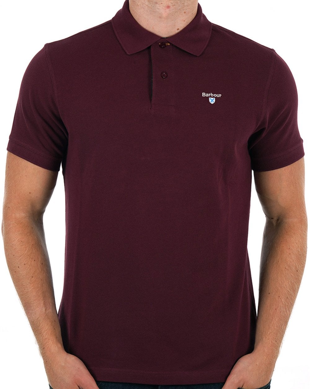 Barbour Tartan Pique Polo Shirt Dark Ruby