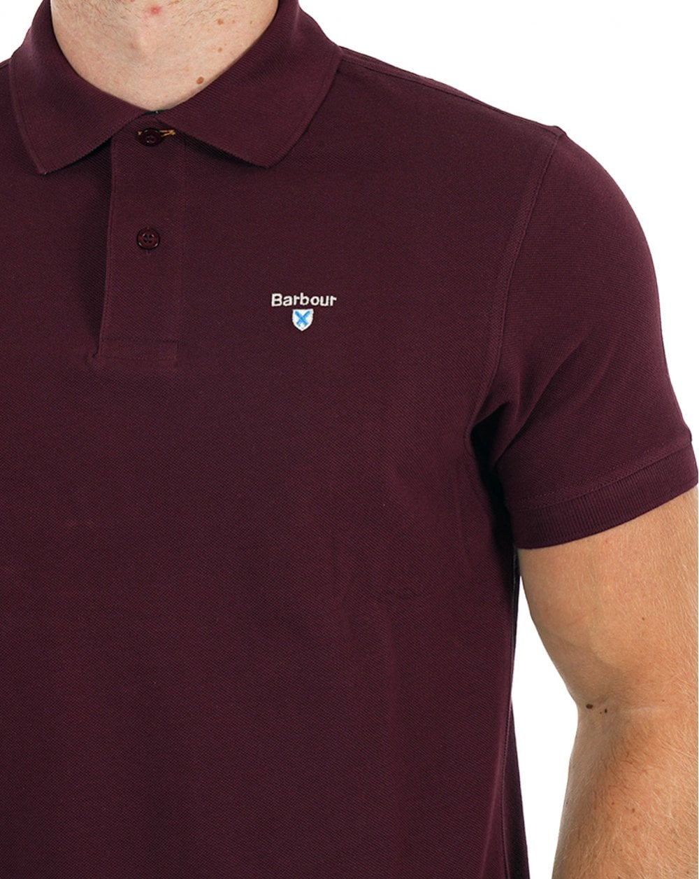 Barbour Tartan Pique Polo Shirt Dark Ruby