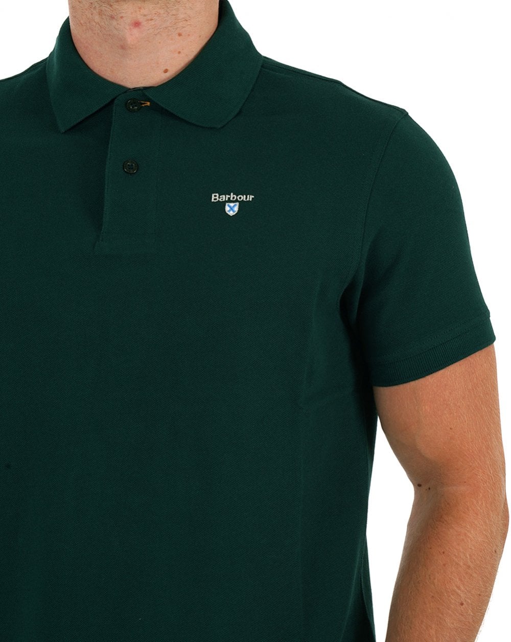 Barbour Tartan Pique Polo Shirt Seaweed