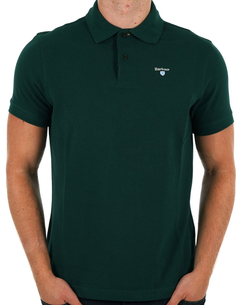 Barbour Tartan Pique Polo Shirt Seaweed