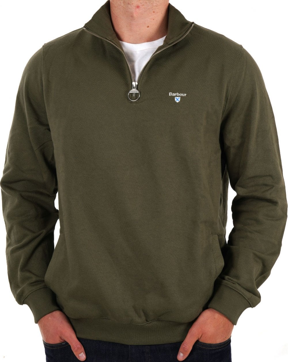 Barbour Beckhill Half Zip Sweatshirt Mid Olive